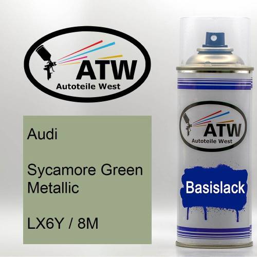 Audi, Sycamore Green Metallic, LX6Y / 8M: 400ml Sprühdose, von ATW Autoteile West.